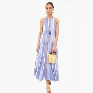 Oliphant Camden blue and White maxi Dress